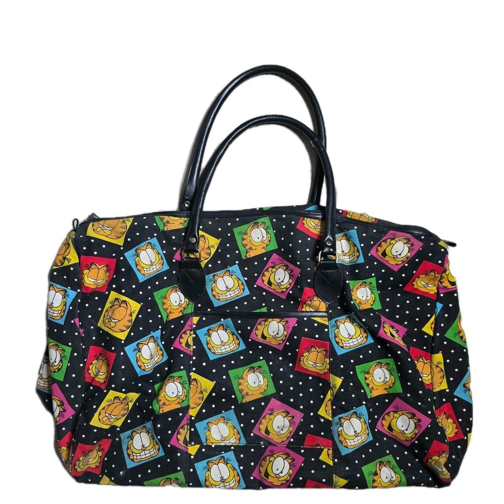 Vintage Garfield Duffle Bag Over Night Carry-on Gym Bag Multicolor Black